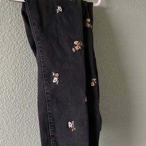 embroidered flower jeans